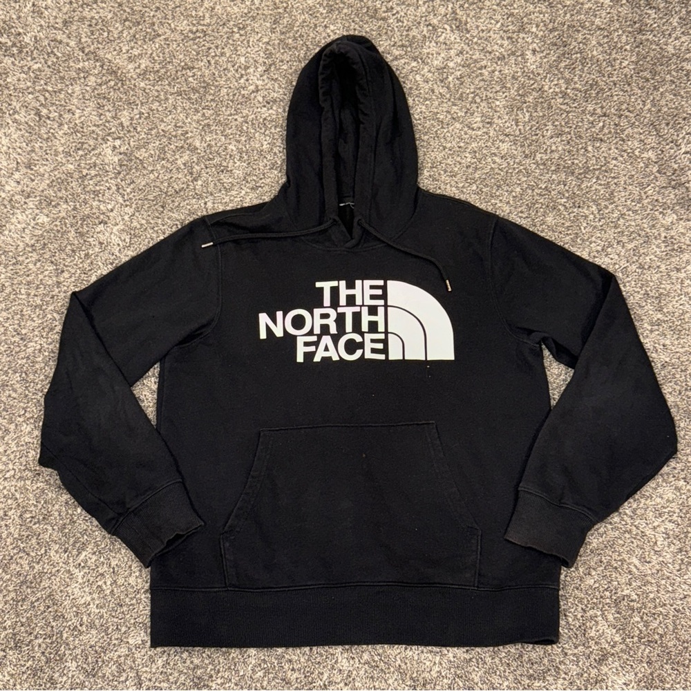 The North Face Men's Hoodie Black Sweatshirt Half Dome Logo Pullover Medium